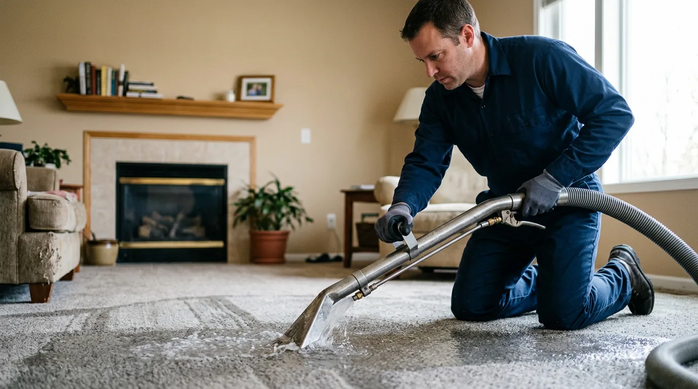 Water damage restoration technician working near La Valle, WI
